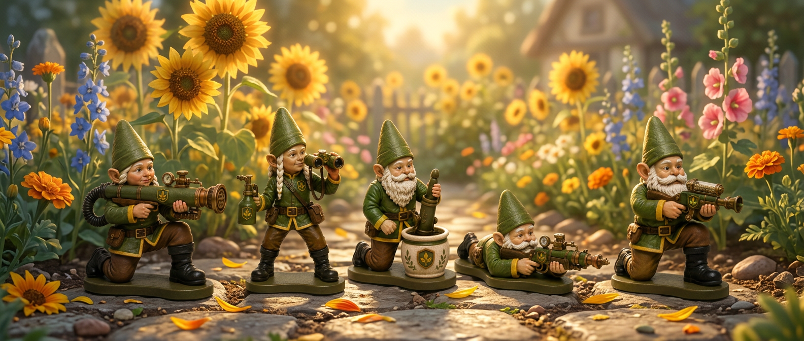 Animated shorts still — Bloomguard patrol moving through a garden